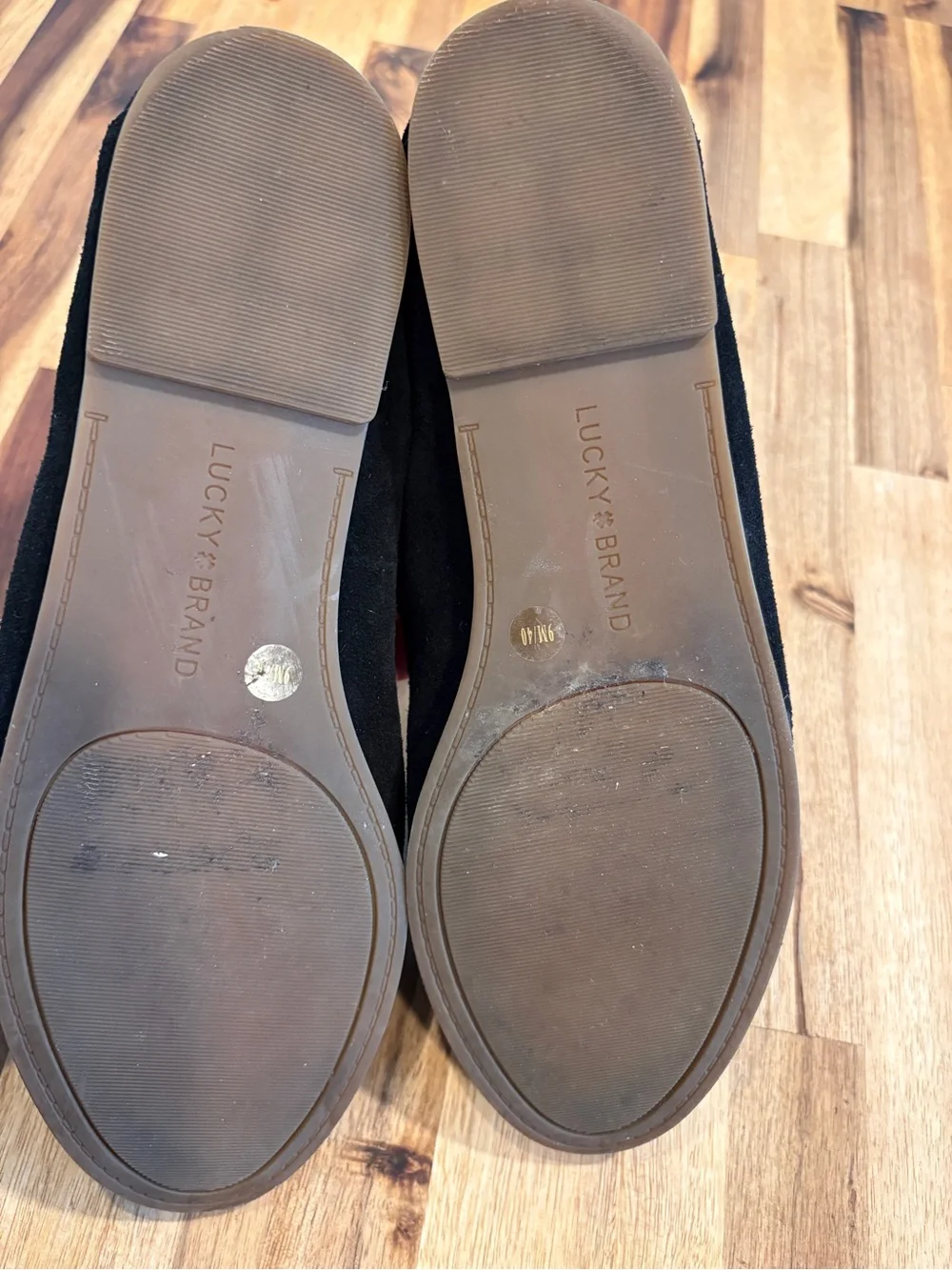 Lucky Brand Black Suede Scalloped Slip-On Flats